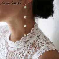 natural pearls earrings handmade jewelry gold wrap long earrings brincos minimalism pendientes bridesmaid gift oorbellen