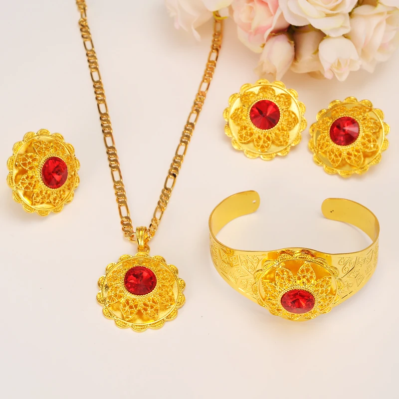 Большой комплект ювелирных украшений из колье серёг и кольца с эфиопскими