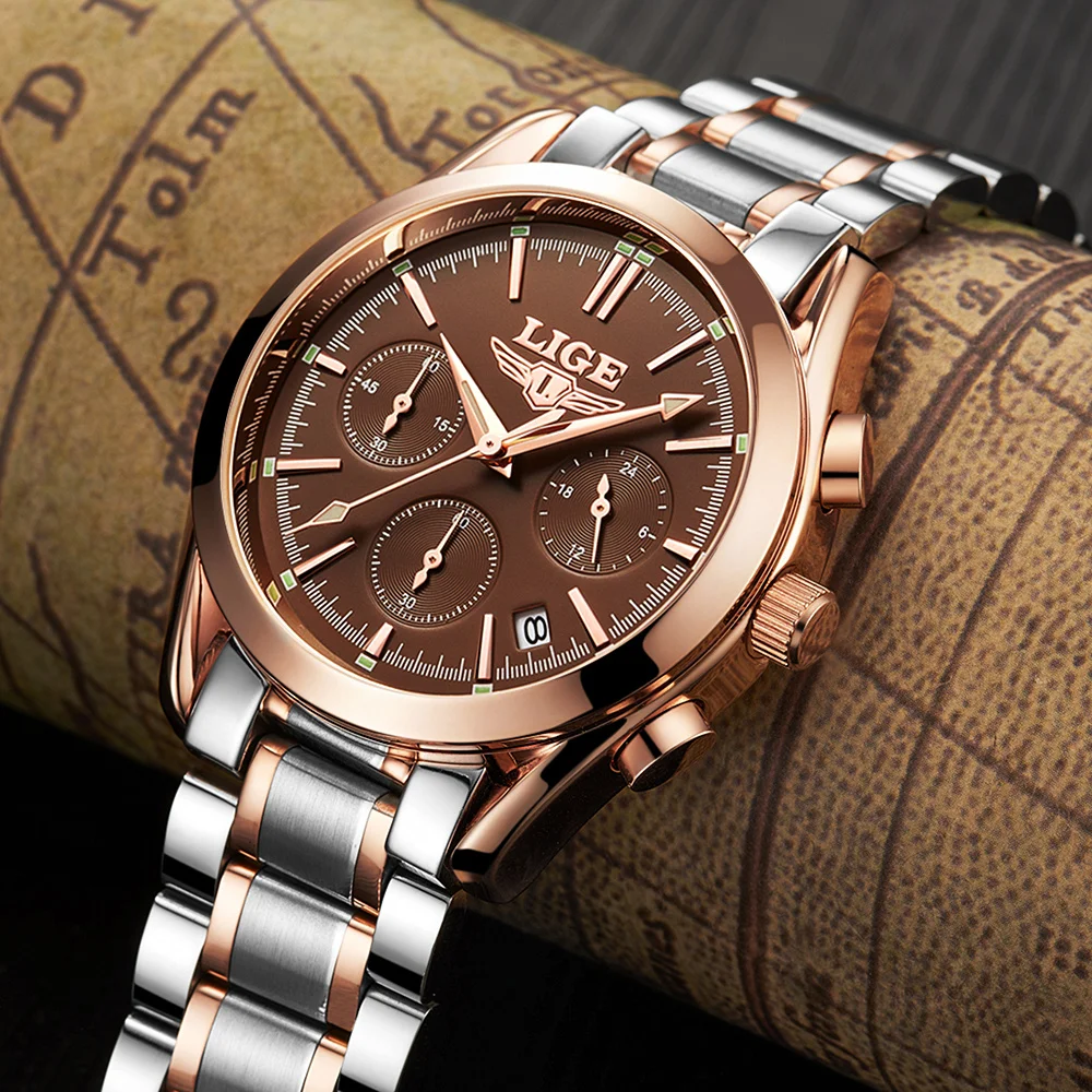 Reloj Hombre 2017 LIGE модные хронограф спортивные мужские часы лучший бренд класса люкс