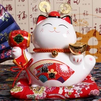 6 inch ceramic maneki neko ornament lucky cat money box fortune cat piggy bank feng shui figurine home decor figurine