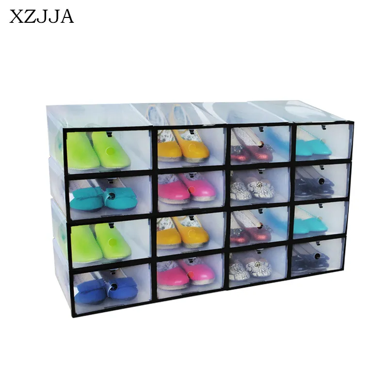 XZJJA креативный DIY красочный прозрачный ящик для хранения обуви складной женщин и