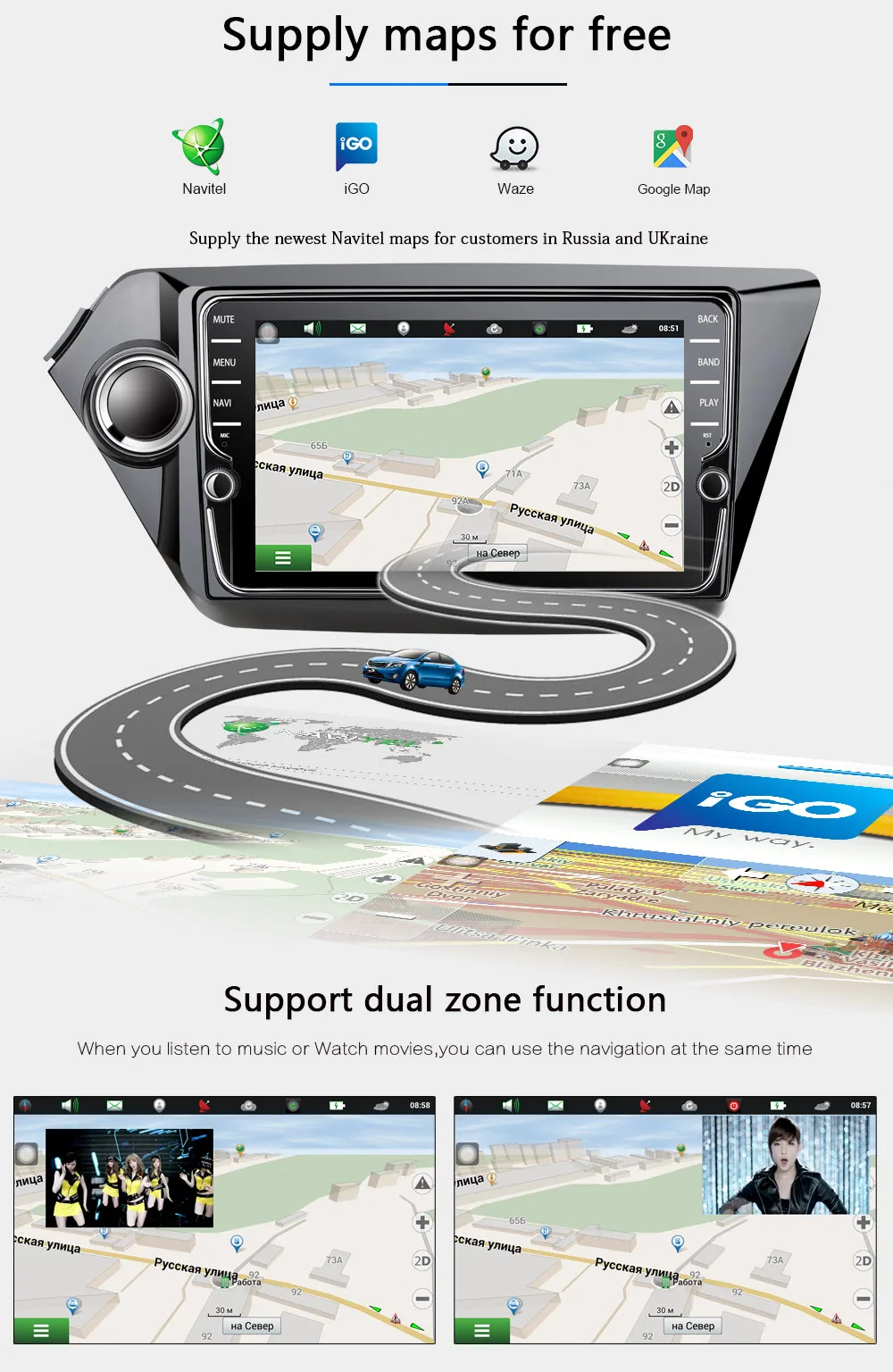 Автомобильный dvd-плеер Funrover " ips Android8.0 для KIA RIO K2 2011- gps навигация автомобильный стерео Мультимедийный Плеер с BT wifi RDS