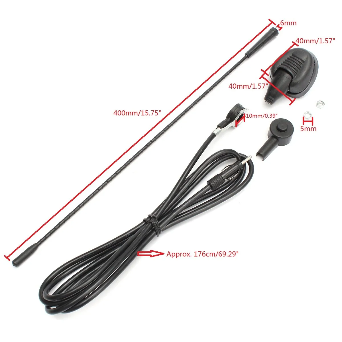 Автомобильная антенна мачтовая база AM/FM черная подходит для Fiat Punto Seicento Bravo Brava Doblo