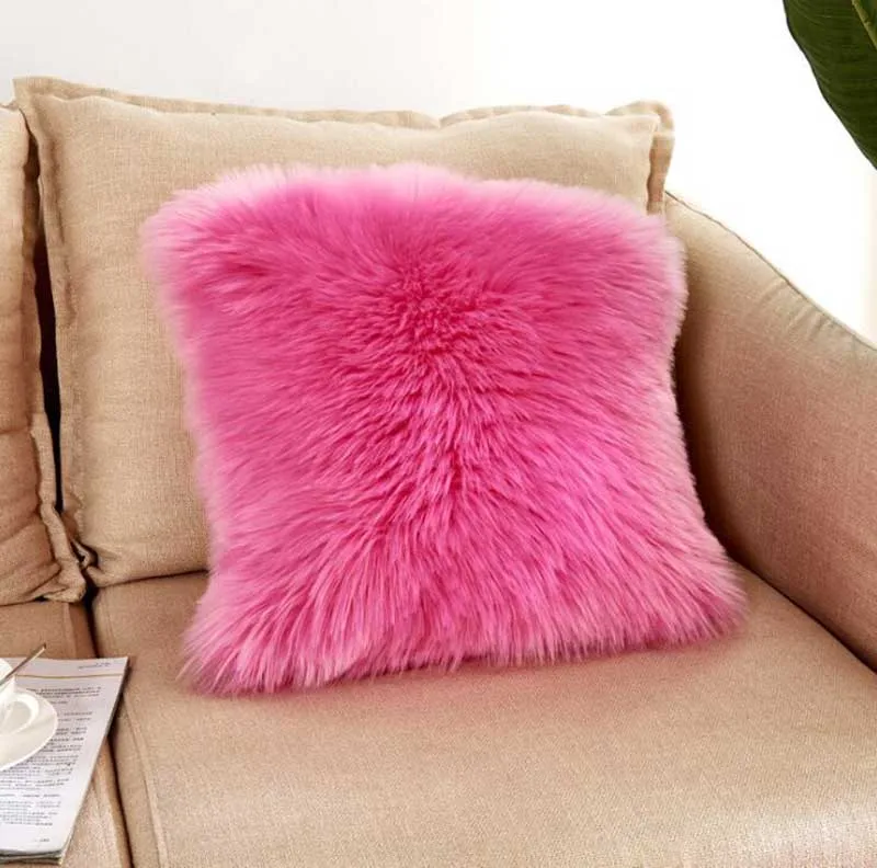 ROSE PINK Meijuner новая плюшевая наволочка, Мягкая шерстяная длинная пушистая наволочка для дивана, наволочка 50*50 см, розовая наволочка для дивана, домашний декор, зима MJ054 - Цвет: ROSE PINK