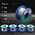 Оловянная паяльная проволока с канифольным ядром 6040, сварочный флюс 1,5-2.0%, катушка с железной проволокой 50 г, 0,5 мм, 0,6 мм, 0,8 мм, 1,0 мм