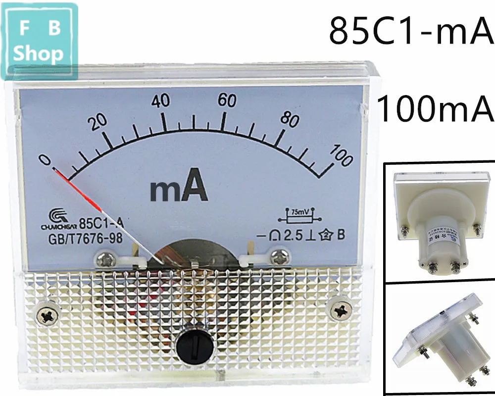 

1 шт., амперметр постоянного тока 85C1-mA, длина 64*56 мм