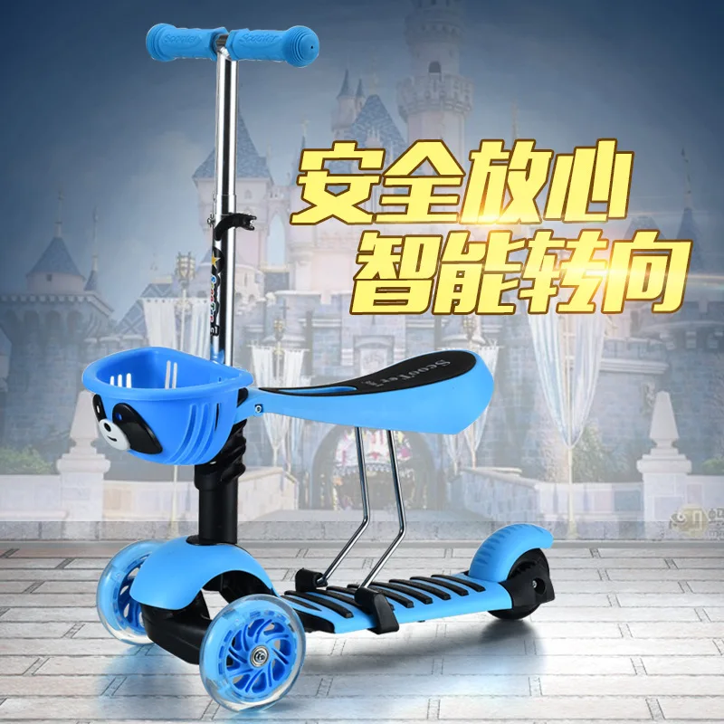 Детский самокат 3 в 1: ходунки для малыша Нескользящие флэш памятью колеса