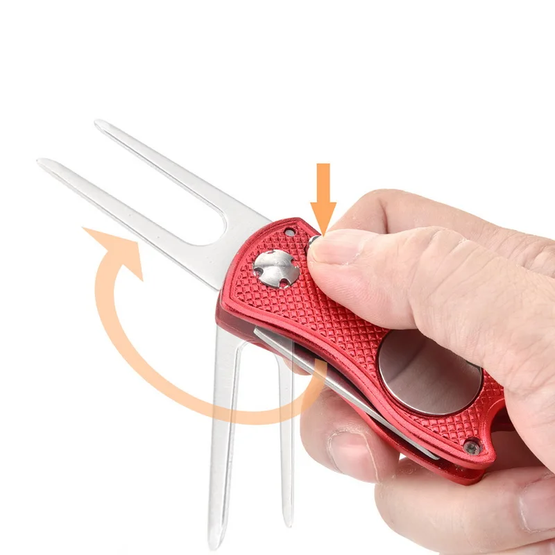 Нержавеющая сталь, для гольфа Divot Repair Switchblade инструмент Pitch Groove Cleaner Магнитная вилка для гольфа установка зеленая вилка обучение для гольфа