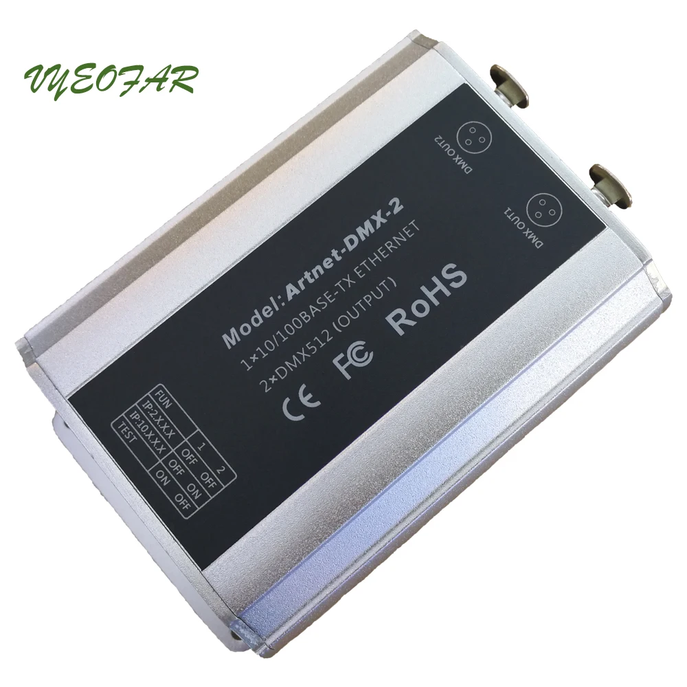 DC12V Artnet-DMX-2; ArtNet-конвертер DMX; ArtNet вход; DMX 1024 каналов Выход 512x2CH каналы Artnet конвертер DMX