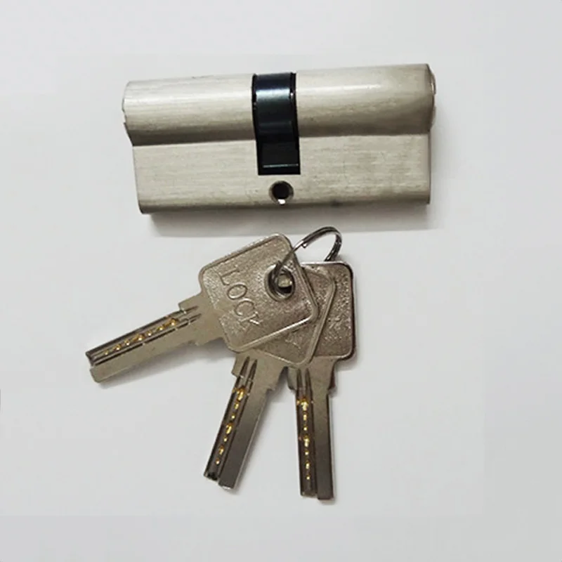 Новый латунный цилиндр дверного замка одинарный 70 мм атласный никель KF194 |