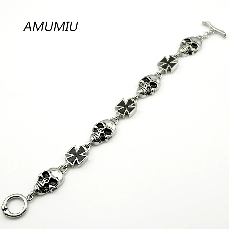 Мужской браслет AMUMIU 20 см * 14 мм из нержавеющей стали с застежкой черепом в стиле