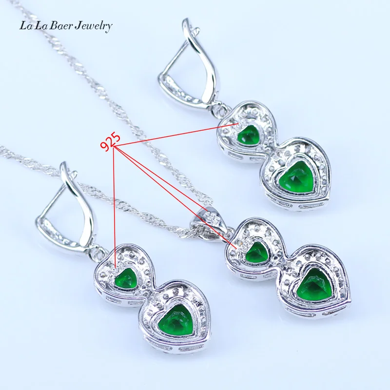 Mind in style Зеленый Кристалл Белый Цирконий Серебро 925 серебряный костюм Ювелирные