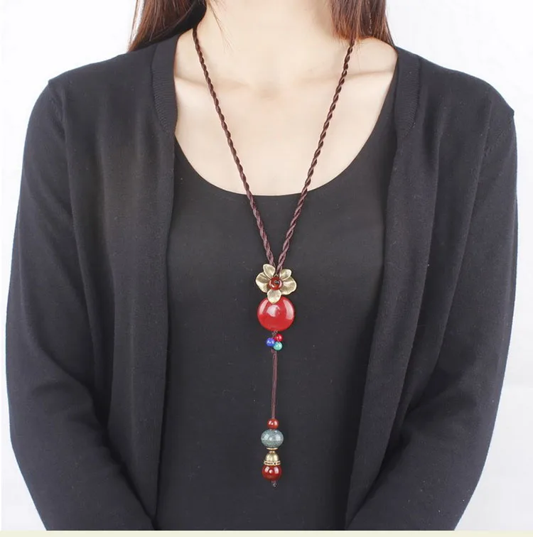 multiple styles can choose jewelry Sweater chain autumn and winter women dress with national wind necklace | Украшения и