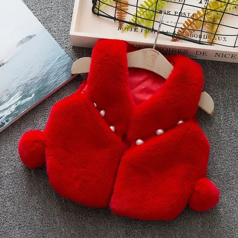 

Winter fall girl baby clothes faux fur vest outerwear for newborns babies clothing infant girl 1st birthday costume jackets vest