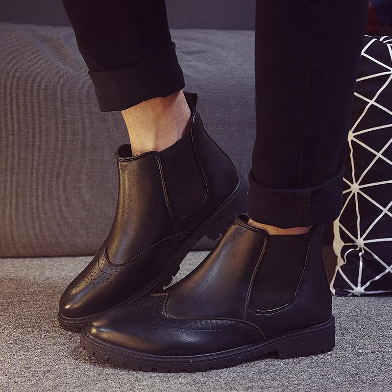 PINSV/мужские ботинки Челси в британском стиле элегантные мужские Ботильоны без