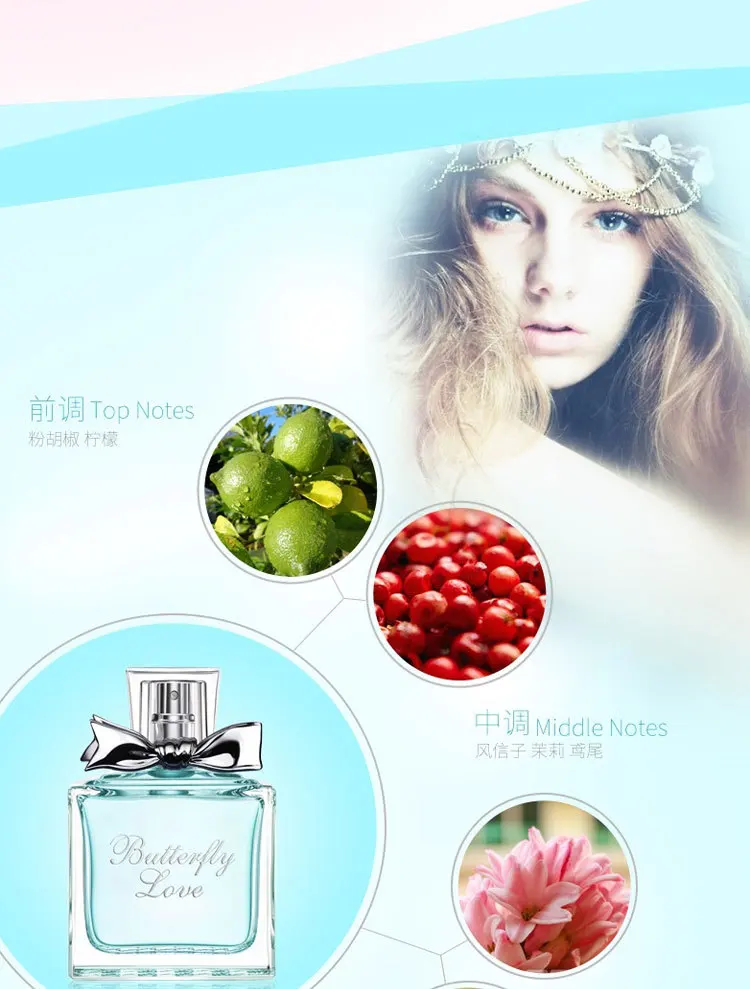 50ml Lasting Female Perfumed Parfum Fresh Elegant Fragrance Spray for Women Antiperspirant In Bottles Atomizer