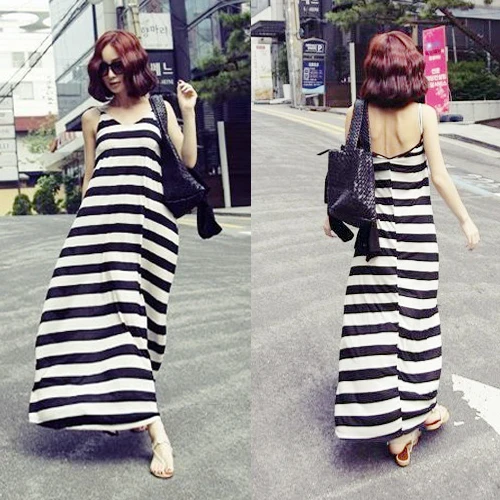 Stripe Camisole Dress Woman Summer 2018 Show Lanky Skirt Will Easy Long Fund Vest Waist Rendering Unlined Upper Garment | Женская одежда