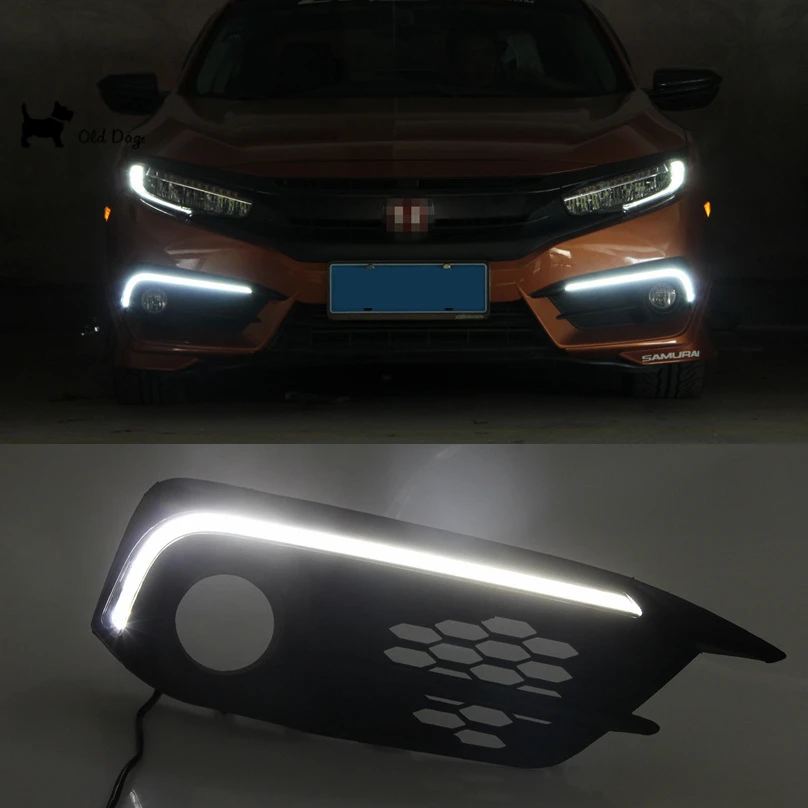1 пара для Honda Civic 2016 2017 2018 DRL светодиодный дневных ходовых огней светильник