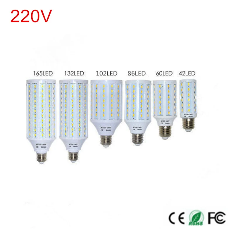 

1Pcs E27 E14 42/60/86/102/132/165leds chips 5730 SMD LED Corn Bulb AC 110V 220V 240V High Luminous Spotlight LED lamp light