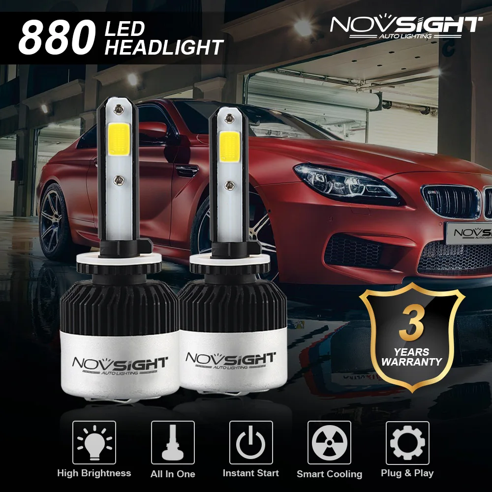 NOVSIGHT 2 шт. H1 H4 H7 H11 Автомобильные фары 72 Вт 4500LM 12 В 9005 9006 светодиодный фары 6500 К Белый светодиодный противотуманные автомобильные лампы