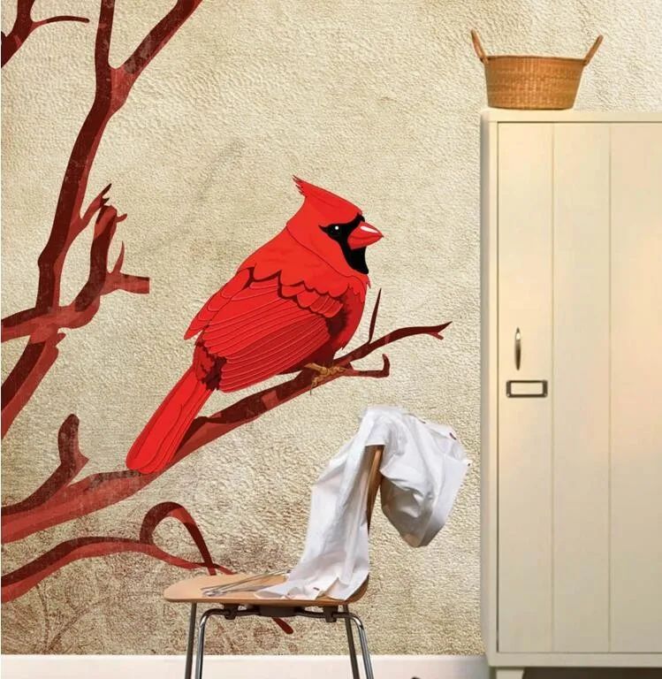 3d фрески на заказ ностальгические ретро Красные Птицы ветвях обои для гостиной