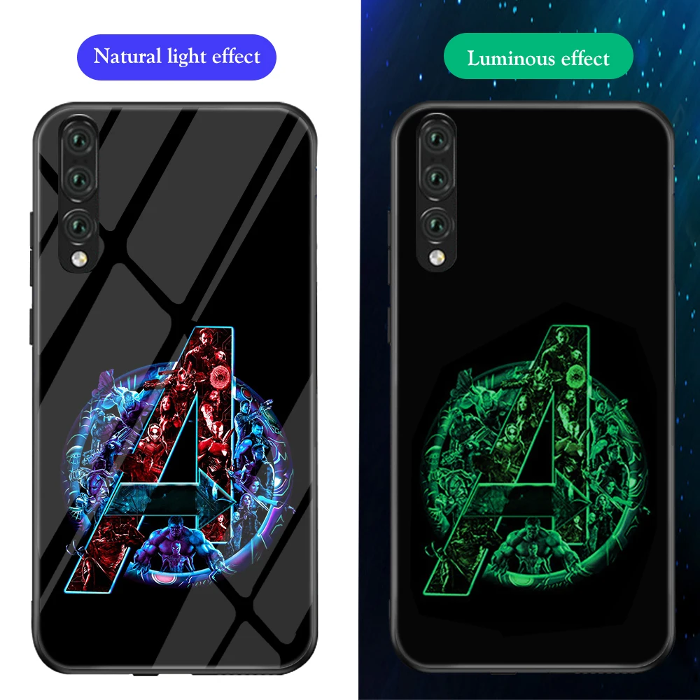 Ciciber чехол для телефона Funda Coque для huawei P30 P20 Lite Marvel Мстители Железный человек светящаяся стеклянная крышка для huawei P30 P20 Pro Capa