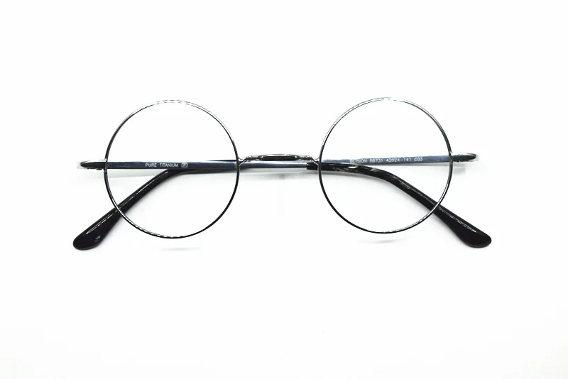 

Vintage Round Silver 42mm Pure Titanium Metal Eyeglass Frames Full Rim myopia Glasses from -125 -250 -300 -600