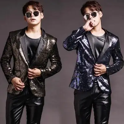 Goedkoop Kleurverloop Pailletten Kleding Mannen Pakken Ontwerpen Podium Zangers Jacket Mens Blazer Dans Ster Stijl Punk Man Jas + Shirt + Broek
