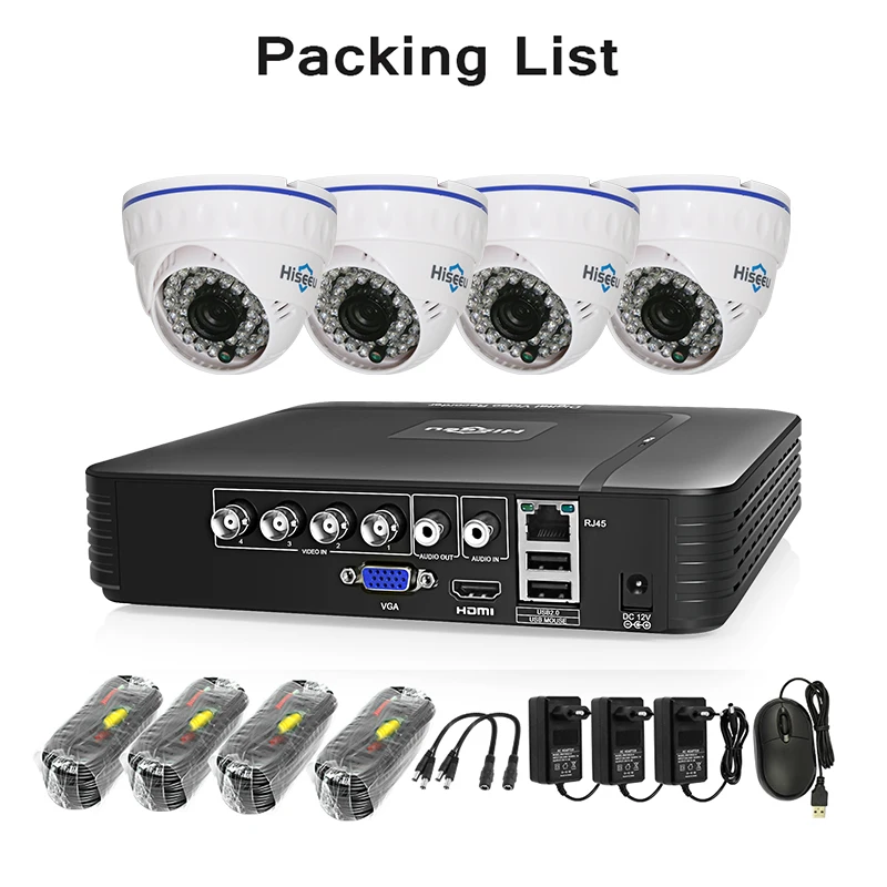 Hiseeu CCTV Камера Системы 720 P/1080 P AHD DVR Kit 4 канала купольной камеры для домашней