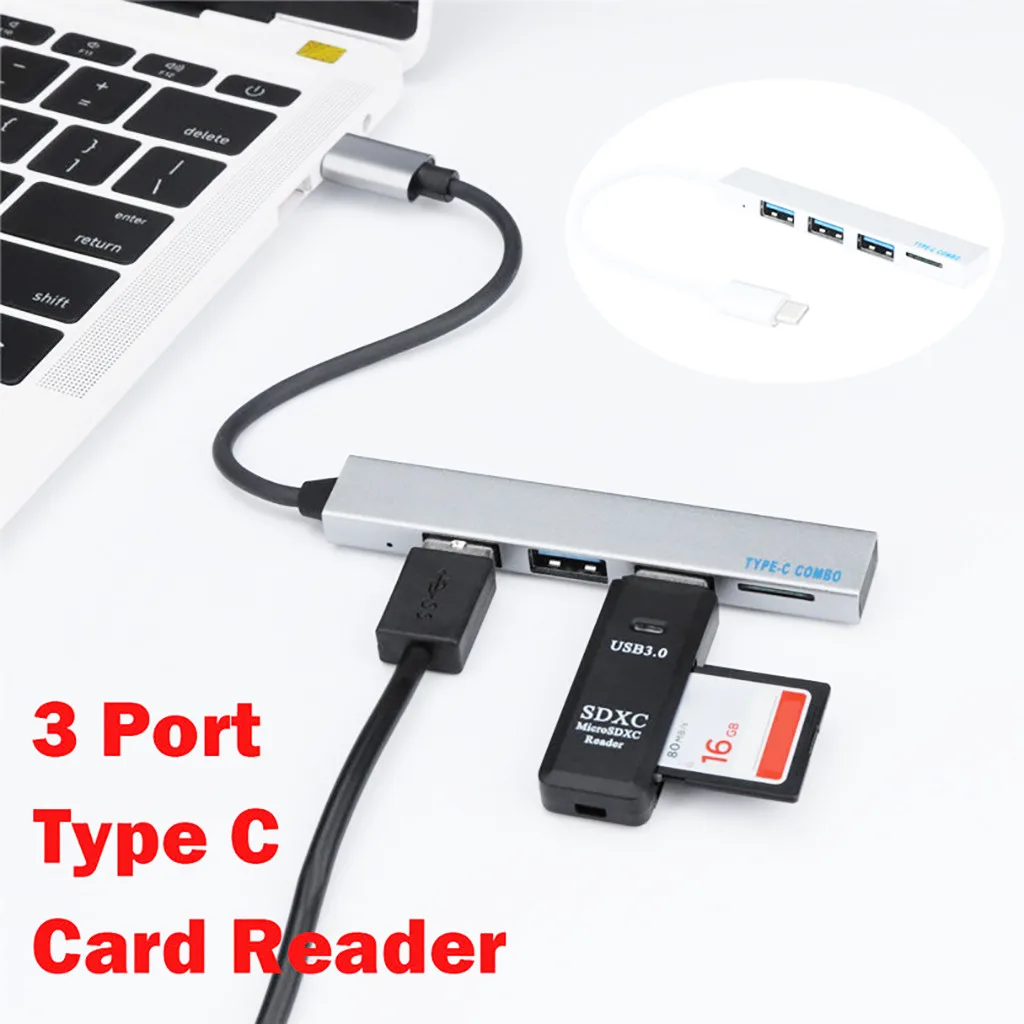 CARPRIE USB Hub Высокое качество алюминиевый сплав 3 порта Type-C к HUB + TF кардридер/TF