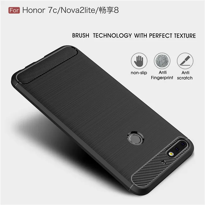 TRISEOLY для Huawei Y7 Prime 2018 чехол из углеродного волокна матовый ТПУ Резиновая задняя