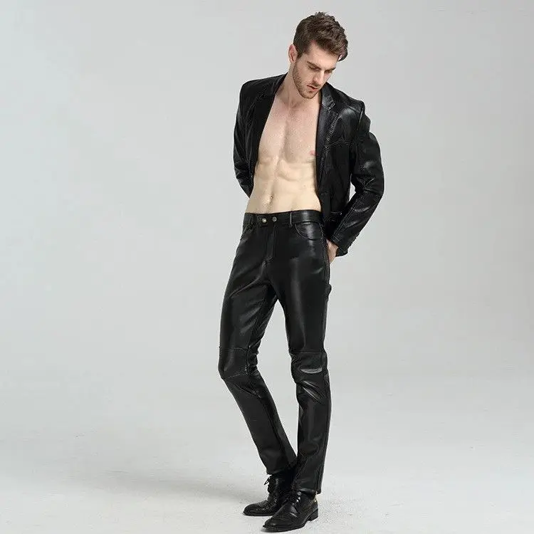 Мужские флисовые мотоциклетные брюки из искусственной кожи для зимы мужские