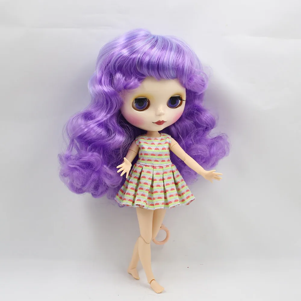 Кукла ICY DBS Blyth телесная кукла 230BL6005/7216 фиолетовые микс синие волосы белая кожа