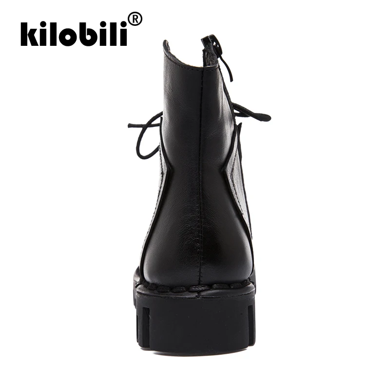 Kilobili/зимние ботинки 2018 г. женские зимние из натуральной кожи плюшевые ботильоны