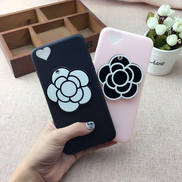 For iPhone 6 6s 7 Plus Case New Camellia make up mirror Love heart Soft silicone Phone Cover for 5 5s SE back | Мобильные телефоны