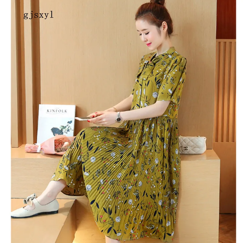 Новинка 2017 летнее модное свободное простое Плиссированное шифоновое платье с