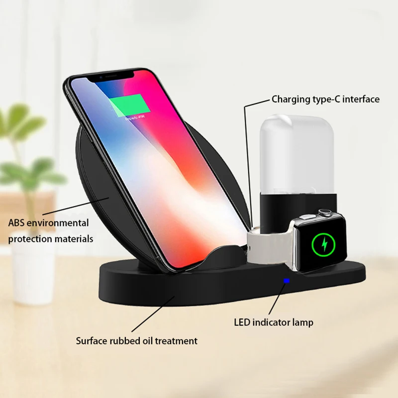 Qi 3 в 1 беспроводной мобильный телефон Быстрая зарядка подставка для iPhone Airpods Apple Watch Зарядное устройство Док-станция для iWatch 1 2 3 4 зарядное устройство s