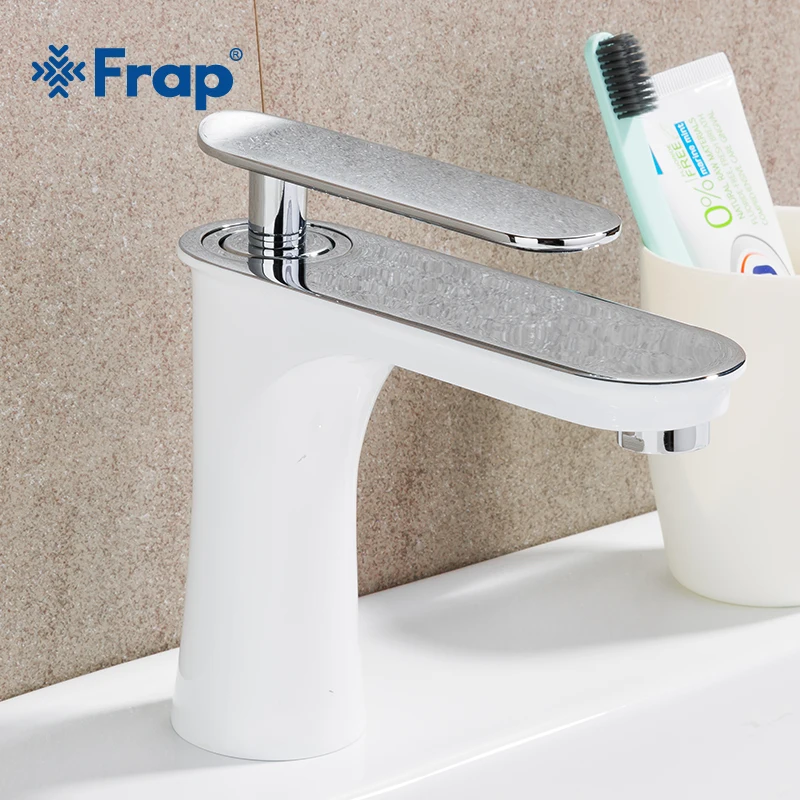 Смеситель для раковины FRAP Y10132 белый хромированный кран ванной комнаты крепление