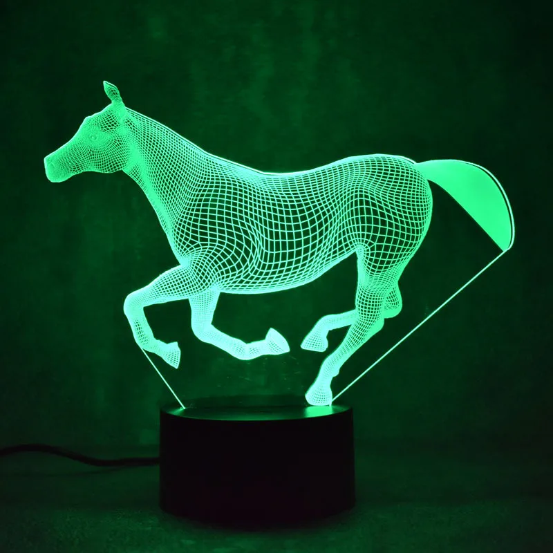 3D Светодиодная Ночная Коралловая лошадь 7 цветов сменные светодиодные лампы USB
