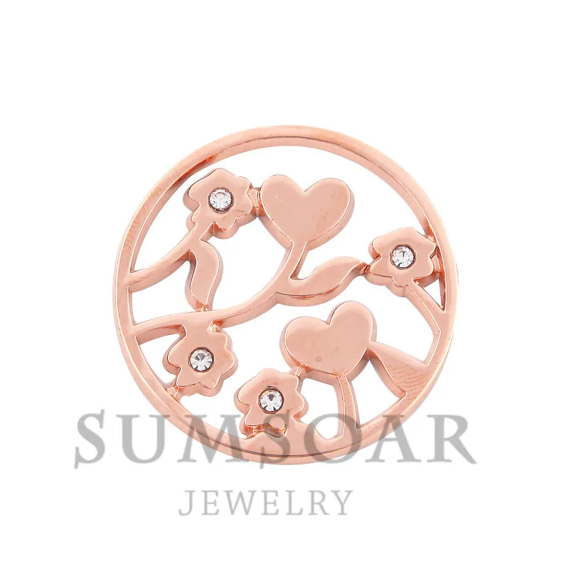 5pcs/lot Somsoar Jewelry 33MM Chaotic Love Flower Heart Coin Disc Fit For 35MM Holder Muthouder Frame Pendant | Украшения и