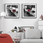 Современный Сумерки розы черно-белое Вид из окна холст картина, печатный плакат Настенные картины для Гостиная Спальня прохода кафе