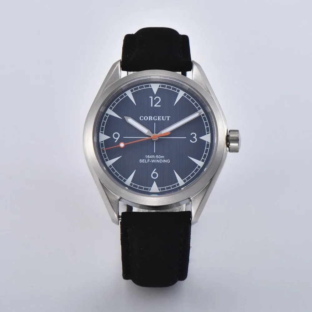 41 мм Corgeut Роскошные модные часы мужские синий циферблат сапфировое стекло Relogio