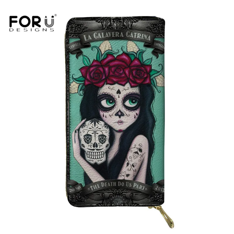 Модные роскошные женские кошельки FORUDESIGNS повседневные чехлы с 3D рисунком черепа