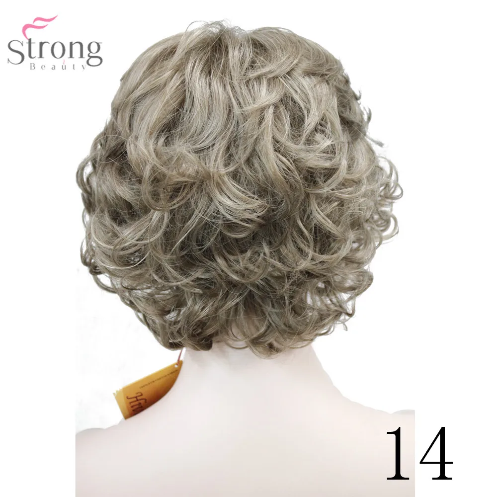 StrongBeauty женский синтетический парик монолитным Короткие вьющиеся волосы блонд/черный натуральные парики