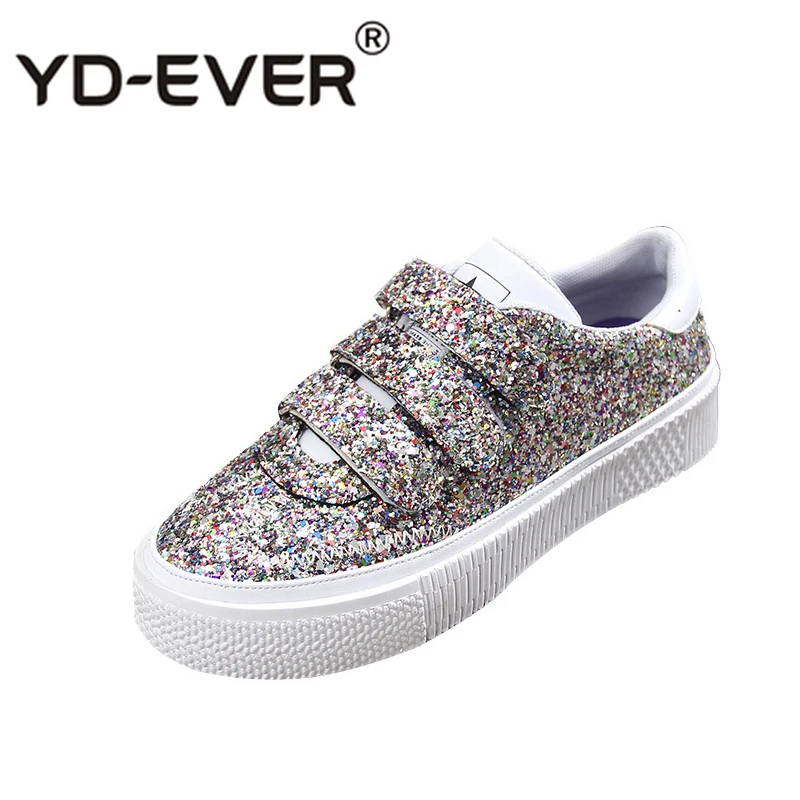 Обувь женские кроссовки на платформе с блестками zapatos de mujer B Новинка сезон весна