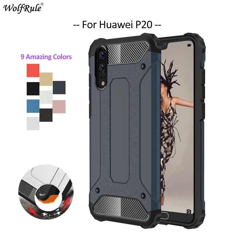 

WolfRule For Cover Huawei P20 Case Anti Knock Soft Silicone TPU & PC Armor Back Phone Case For Huawei P20 Cover Shell 5.8''