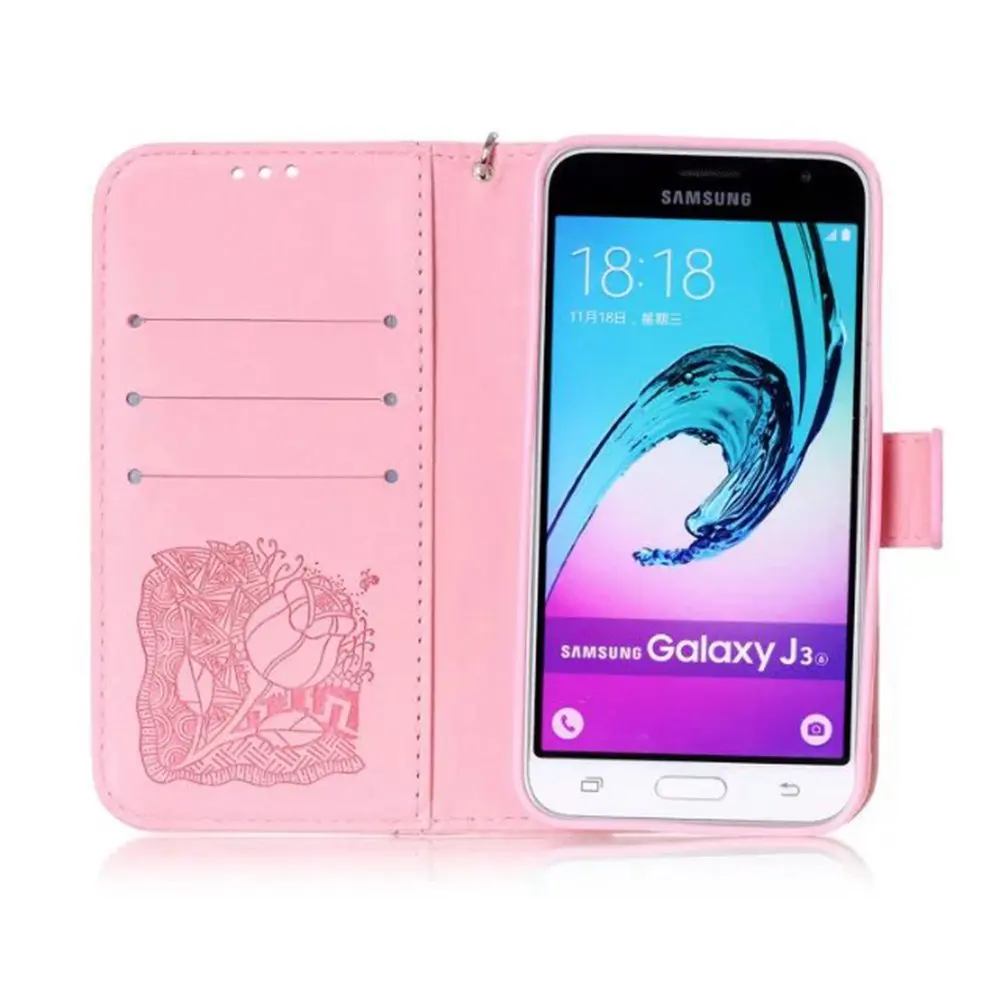 Для Samsung Galaxy J3 J310 Case Роскошный Цветочный Печати Кожа флип Стенд Бумажник Обложка