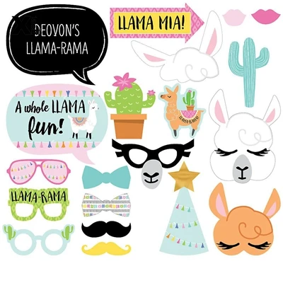 Photo Booth B X20 Альпака лама Тема Бумажный Мешок тарелка посуда соломенная фольга латексный баннер из воздушных шаров игра игрушка Loot коробка день рождения принадлежности для детской вечеринки подарок - Цвет: Photo Booth B X20