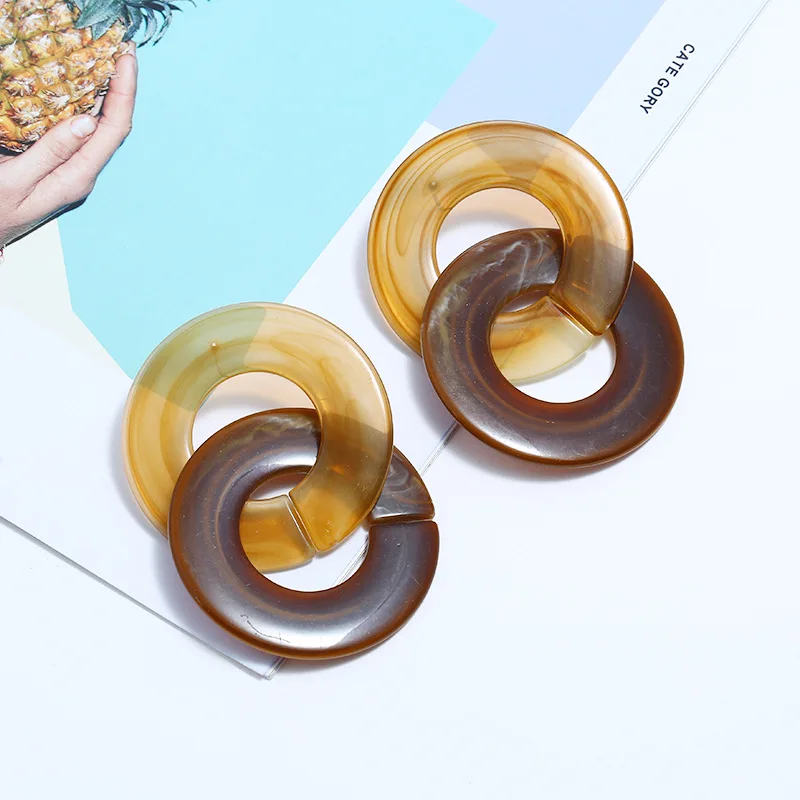 SexeMara New Fashion Acrylic Drop Earrings Acetate For Women Exaggerated Round Geometric Resin Dangle Earring Jewelry | Украшения и