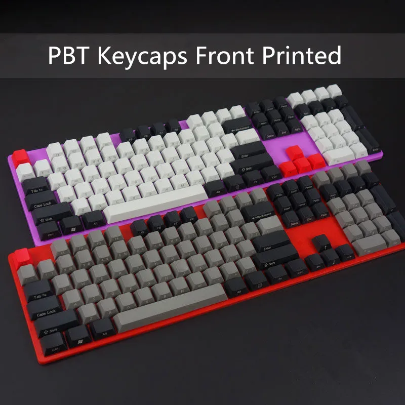 Передние/боковые напечатанные колпачки клавиш PBT 108 для Cherry MX с держателем